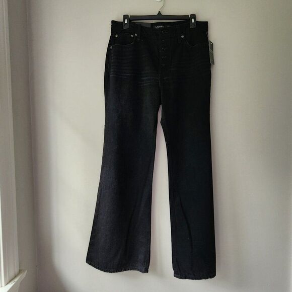 RALPH LAUREN Flare High Rise Jeans | Black, Non-Stretch | 10P, Petite NEW - Picture 1 of 8